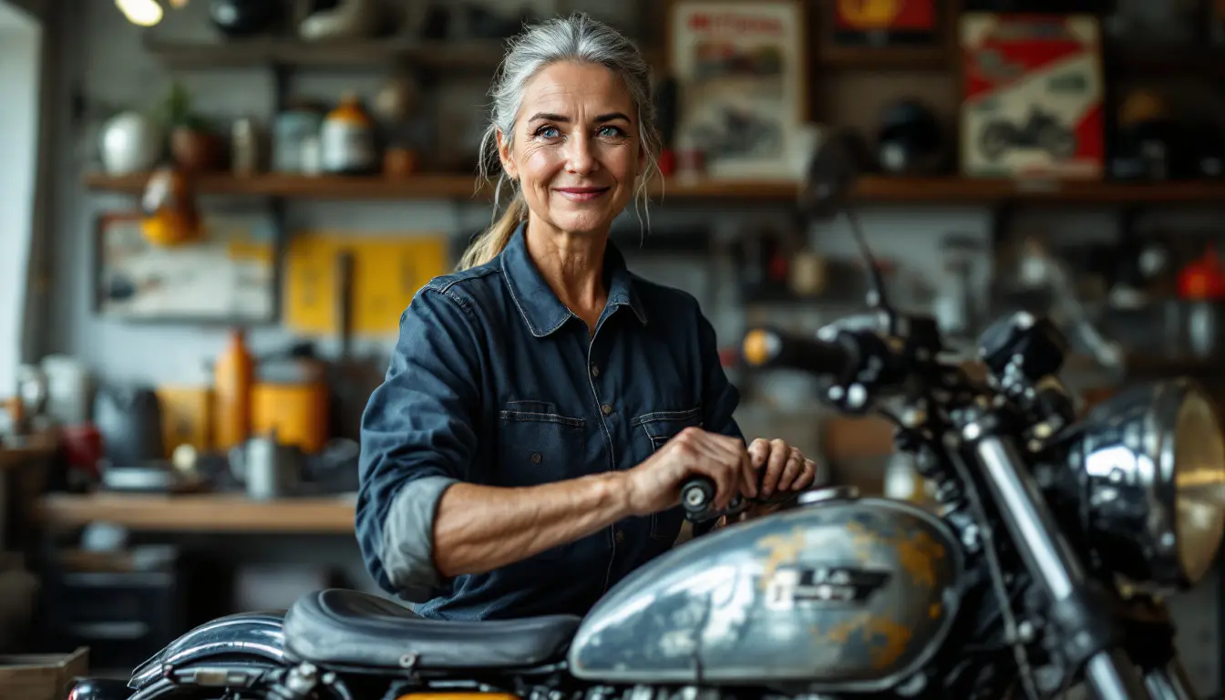 discover the inspiring journey of a 58-year-old woman who realizes her dream by becoming a motorcycle mechanic. a story of determination, passion, and reinvention at any age.