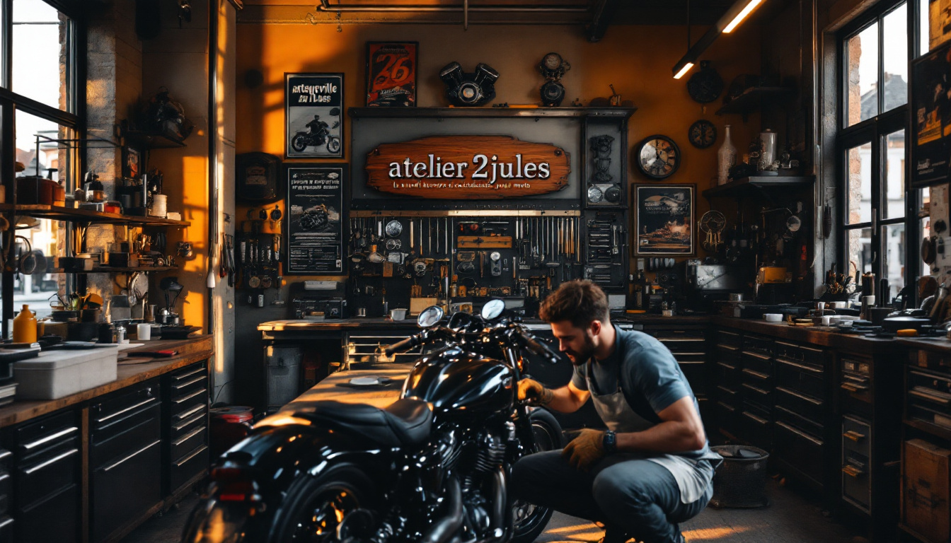 découvrez l'atelier2jules à franqueville-saint-pierre, le nouvel espace dédié à l'entretien et à la personnalisation de votre moto. profitez d'un service de qualité pour chouchouter votre deux-roues et redécouvrir le plaisir de rouler en toute sérénité.