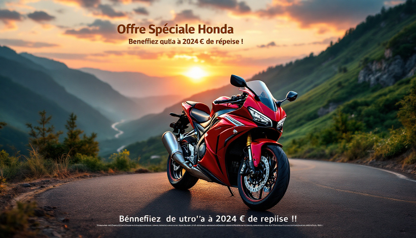 profitez de notre offre spéciale honda red moto et bénéficiez de jusqu'à 2024 € de reprise sur votre véhicule. ne manquez pas cette opportunité unique pour optimisez votre achat tout en profitant de la qualité honda.