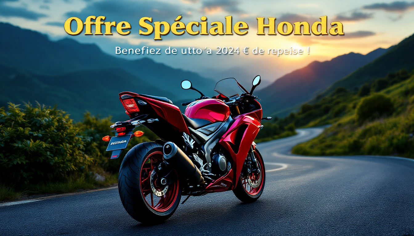 profitez dès maintenant de notre offre spéciale honda red moto ! bénéficiez de jusqu'à 2024 € de reprise sur votre ancien véhicule et roulez sur un modèle honda flambant neuf. ne manquez pas cette opportunité exceptionnelle pour renouveler votre moto avec des conditions avantageuses.