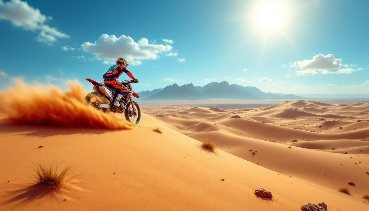 découvrez l'excitation d'une aventure en moto d'enduro à travers les paysages à couper le souffle du désert tunisien. plongez dans l'inexploré et vivez des moments inoubliables tout en surmontant défis et sensations fortes dans ce cadre naturel exceptionnel.