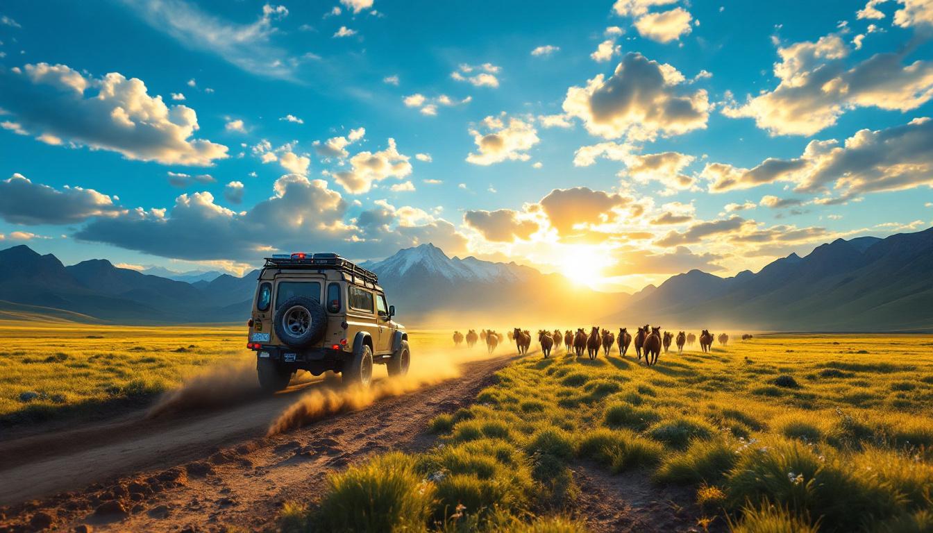 set off on an unforgettable adventure through Mongolia: discover the wild landscapes, endless steppes, and experience a unique road trip at the heart of Central Asia. get ready to explore natural wonders and feel total freedom during this exceptional journey.