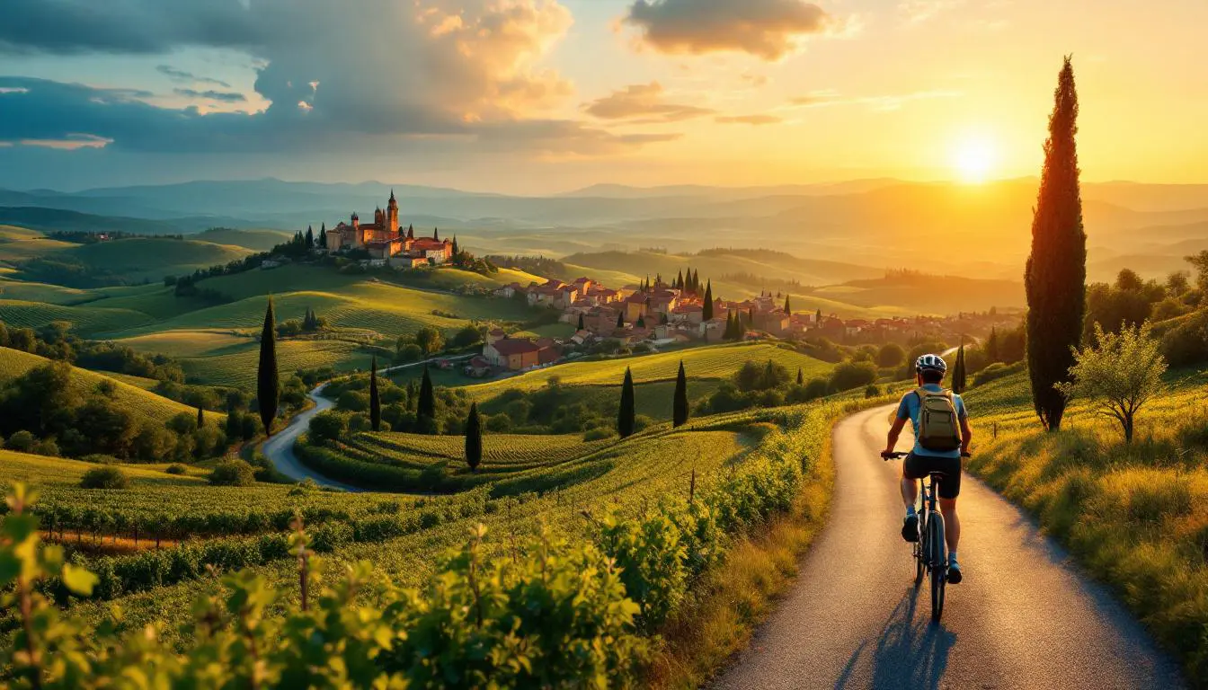 partez à la découverte de l'italie à vélo et vivez une aventure inoubliable à travers des paysages magnifiques, des villages pittoresques et une culture riche. préparez-vous pour un voyage unique et mémorable !