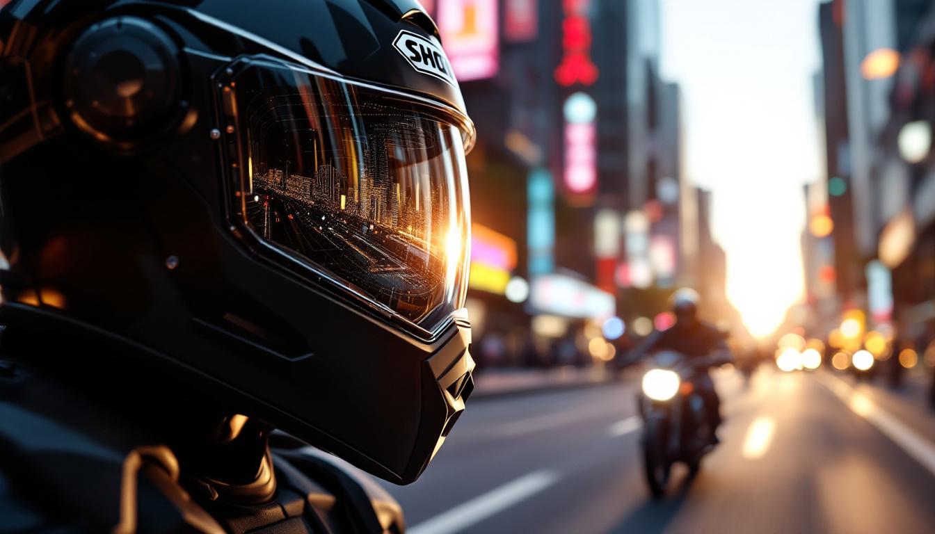 découvrez le nouveau casque moto shoei équipé d'une visière intelligente qui adapte automatiquement sa teinte à la luminosité pour une visibilité optimale et une sécurité accrue.