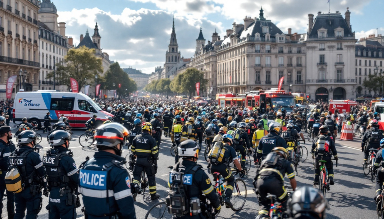 tour de france 2026 à bordeaux : mobilisation sans précédent avec près de 700 policiers et gendarmes, 130 pompiers et 62 secouristes déployés pour assurer la sécurité et le bon déroulement de l'événement.